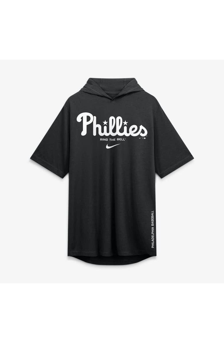 Nike Men's Nike Black Philadelphia Phillies Arched Wordmark Tri-Blend Hooded T-Shirt, Alternate, color, Black