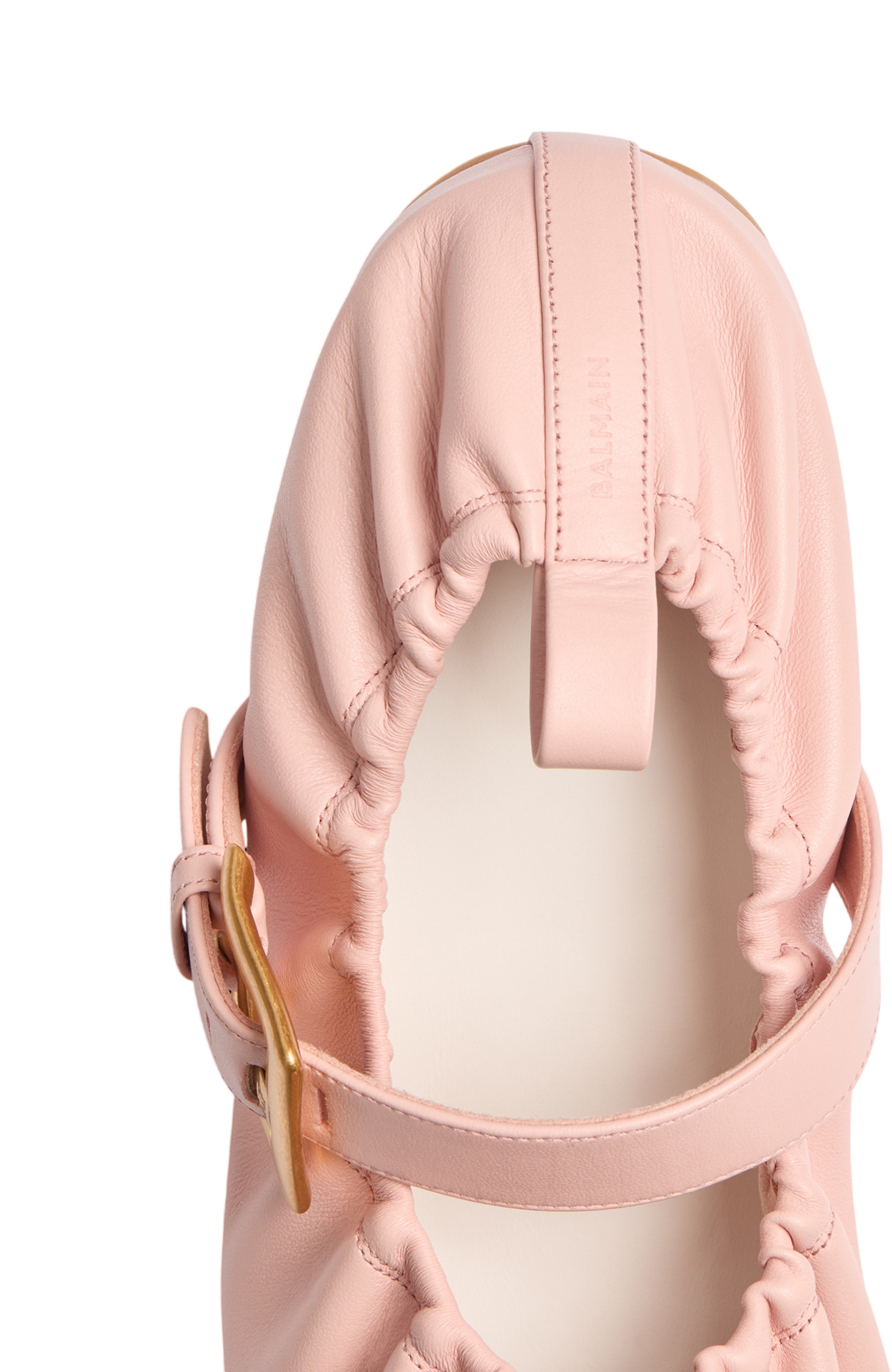 Balmain Anthem smooth leather ballet flats, Alternate, color, Pink