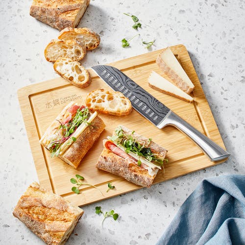 Cuisine::pro Damashiro 6.5" Santoku & 10"x13.5" Board Set In Multi