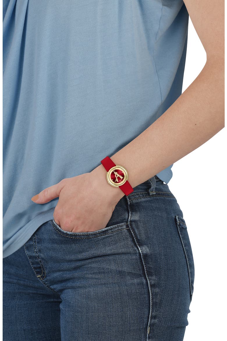 Leather Strap Watch, 38mm, Alternate, color, GOLD