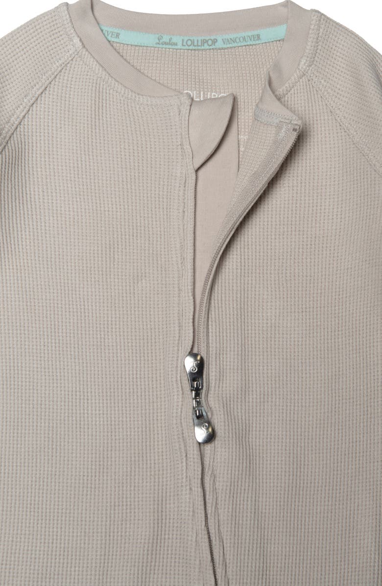 Loulou Lollipop Waffle Knit Zip Romper, Alternate, color, 