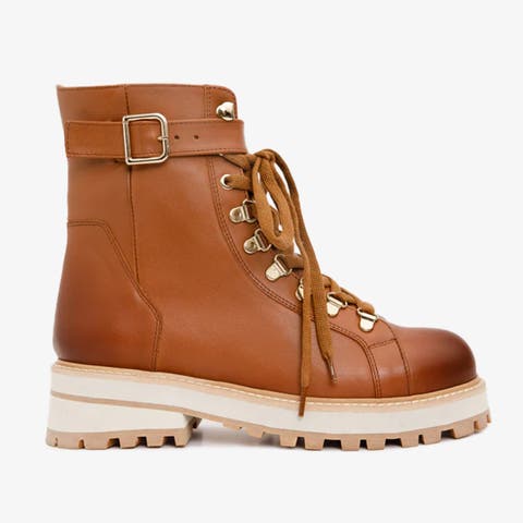 The Belgrano Leather Lace-up Ankle Boot With A Side Zipper