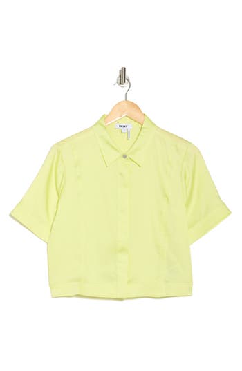 DONNA KARAN DONNA KARAN BOXY CROP BUTTON-UP SHIRT