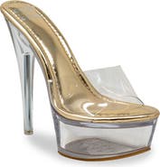 CHASE AND CHLOE Chase & Chloe Clear Platform Mule Sandal