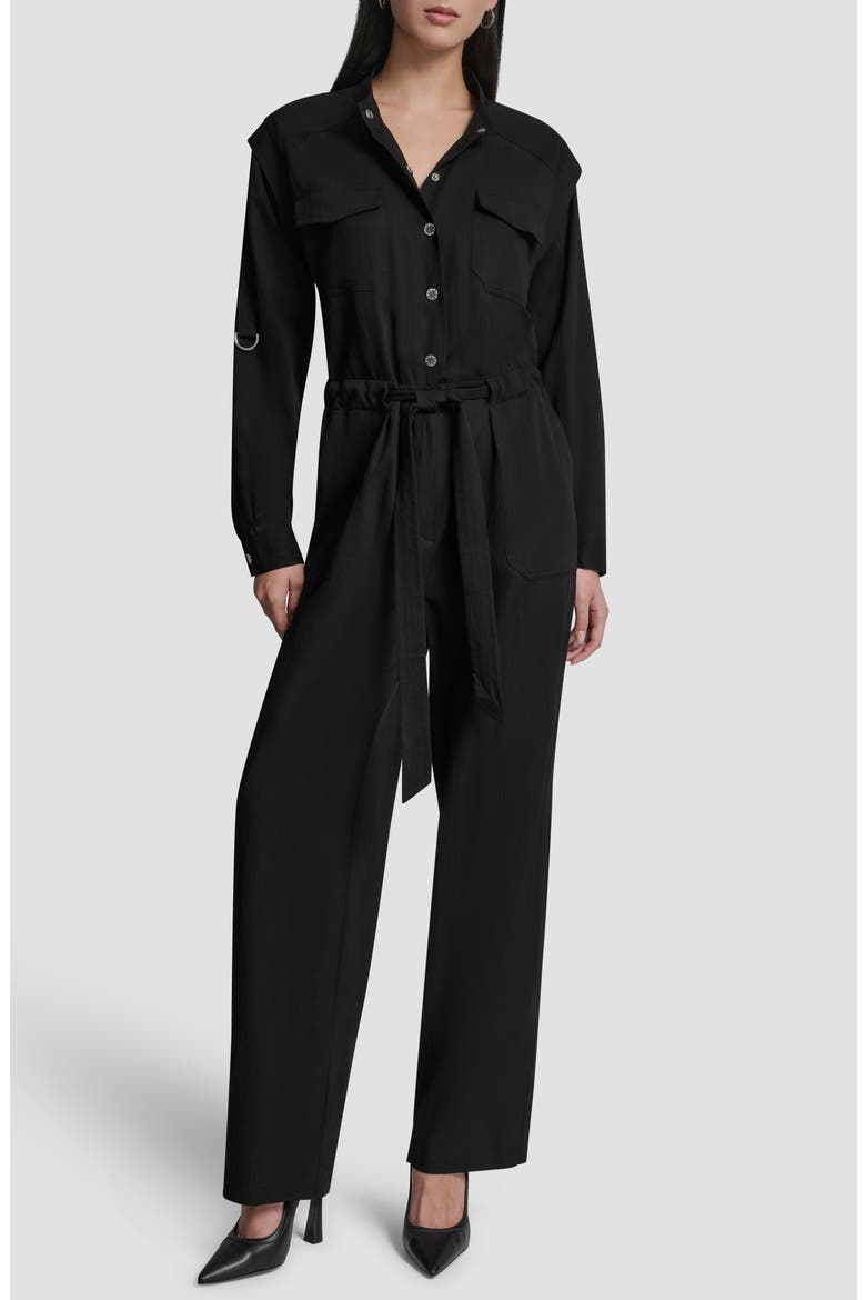 Long Sleeve Jumpsuit, Main, color, BLACK