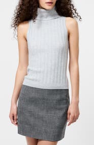 French Connection Rib Turtleneck Sleeveless Sweater