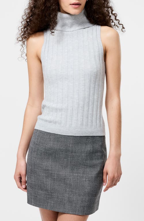 French Connection Rib Turtleneck Sleeveless Sweater In Gray