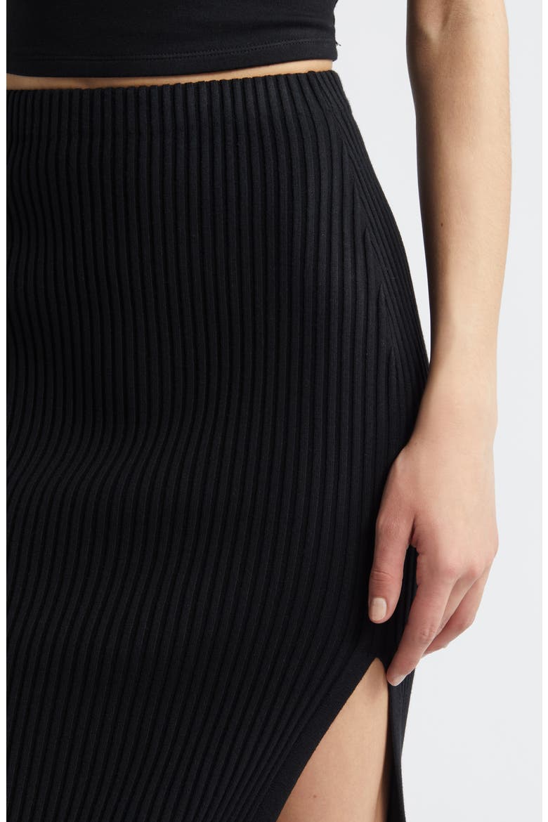 Luxe Sculpt Rib Midi Skirt, Alternate, color, BLACK