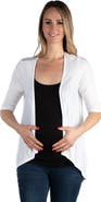 24seven Comfort Apparel Maternity Elbow Length Sleeve Open Cardigan