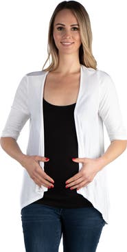 24seven Comfort Apparel Maternity Elbow Length Sleeve Open Cardigan