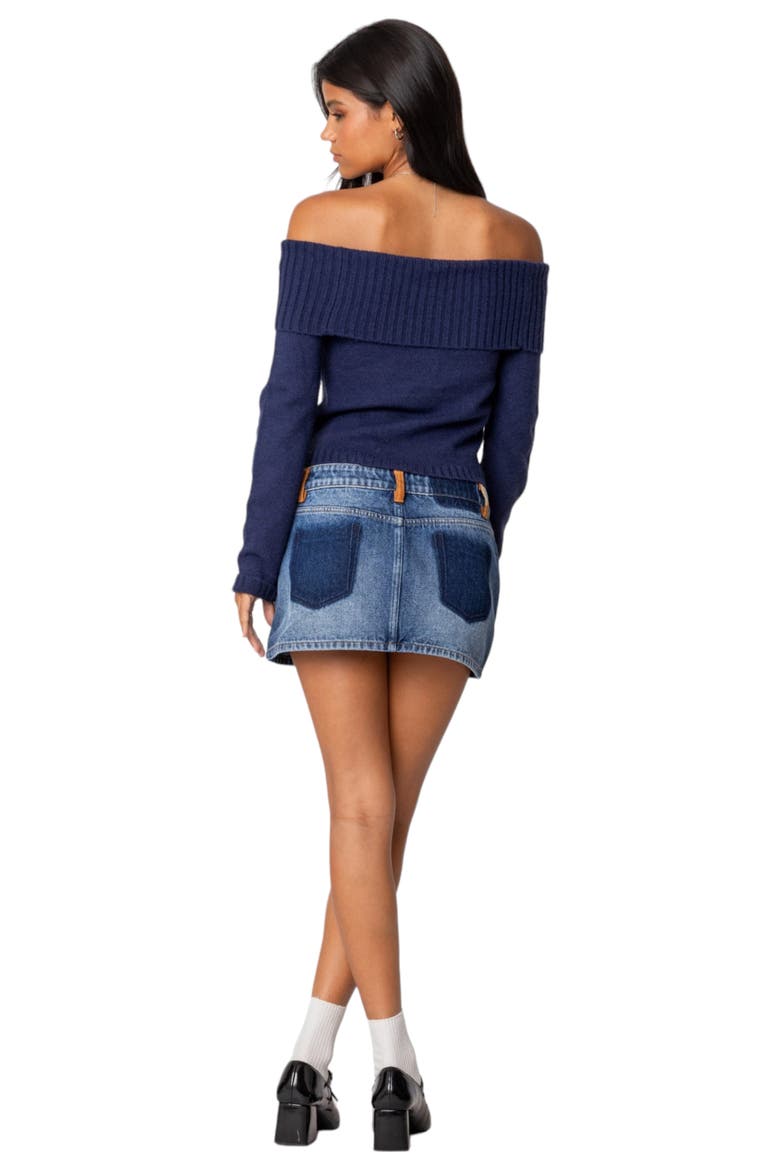 Tamara Foldover Knit Top, Alternate, color, NAVY