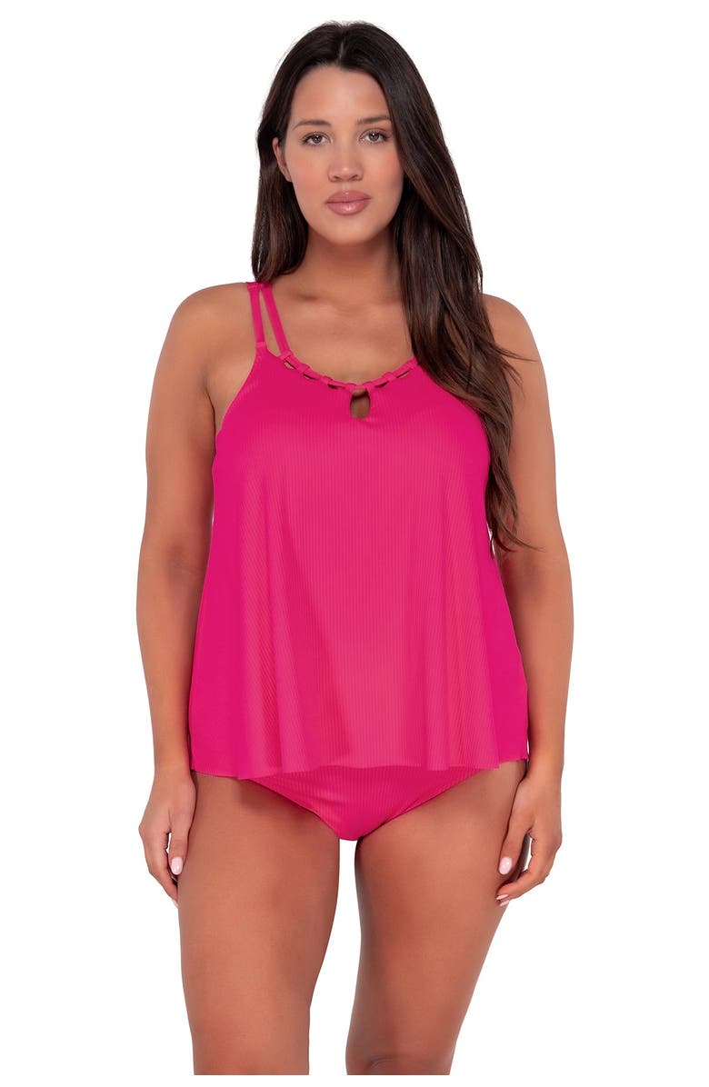 Sunsets Escape Sadie Tankini Swimsuit Top, Main, color, Begonia Sandbar Rib