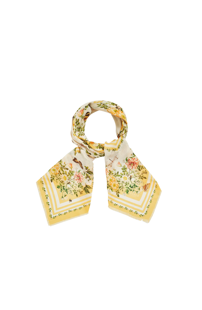 Fable England Cybele Narrative Square Scarf, Alternate, color, Yellow