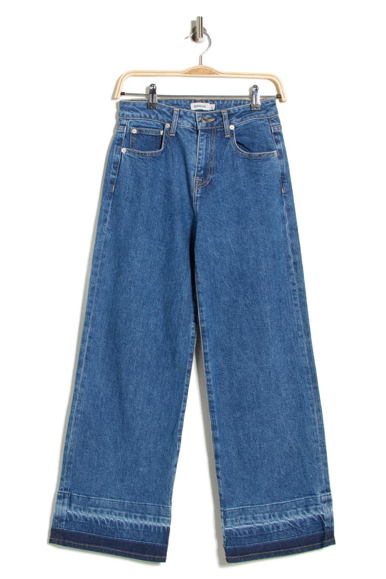 Jude Mid Rise Crop Wide Leg Jeans, Alternate, color, MARINE