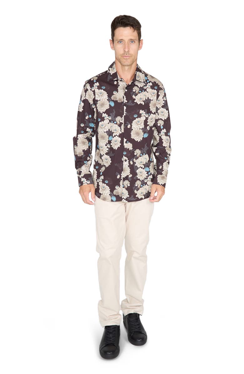 Lords of Harlech Nigel Button-Up Shirt, Main, color, Serious Floral Black