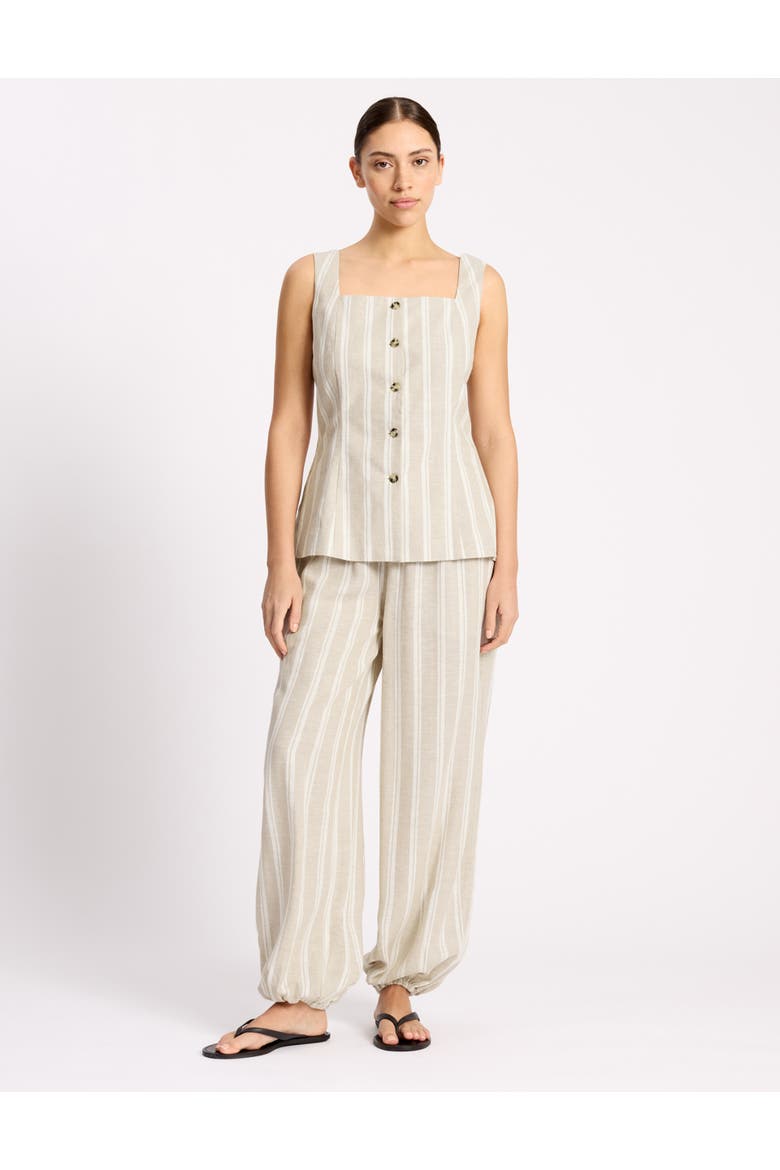 Square Neck Stripe Button Top, Alternate, color, Cream
