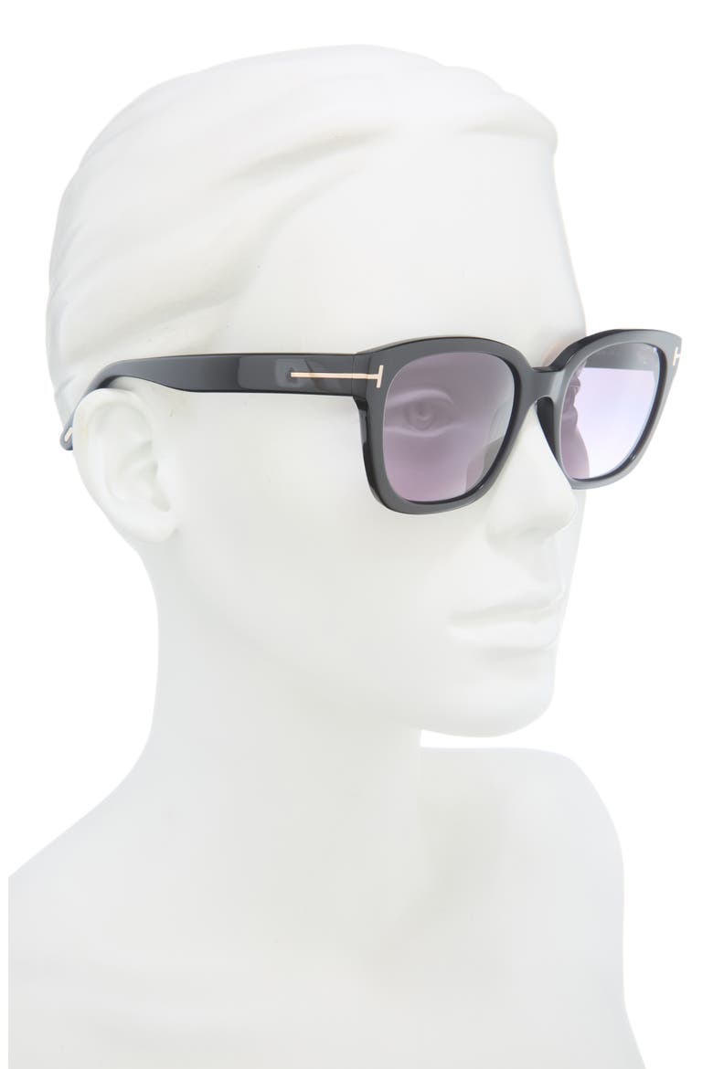 Haylay 53mm Square Sunglasses, Alternate, color, SHINY BLACK ROSE GOLD SMOKE