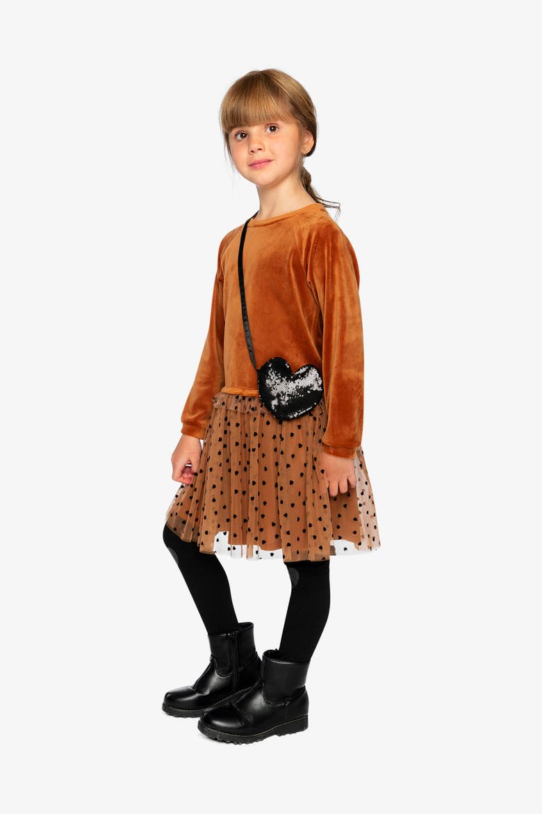 Bi-Material Dress Brown, Alternate, color, Brown