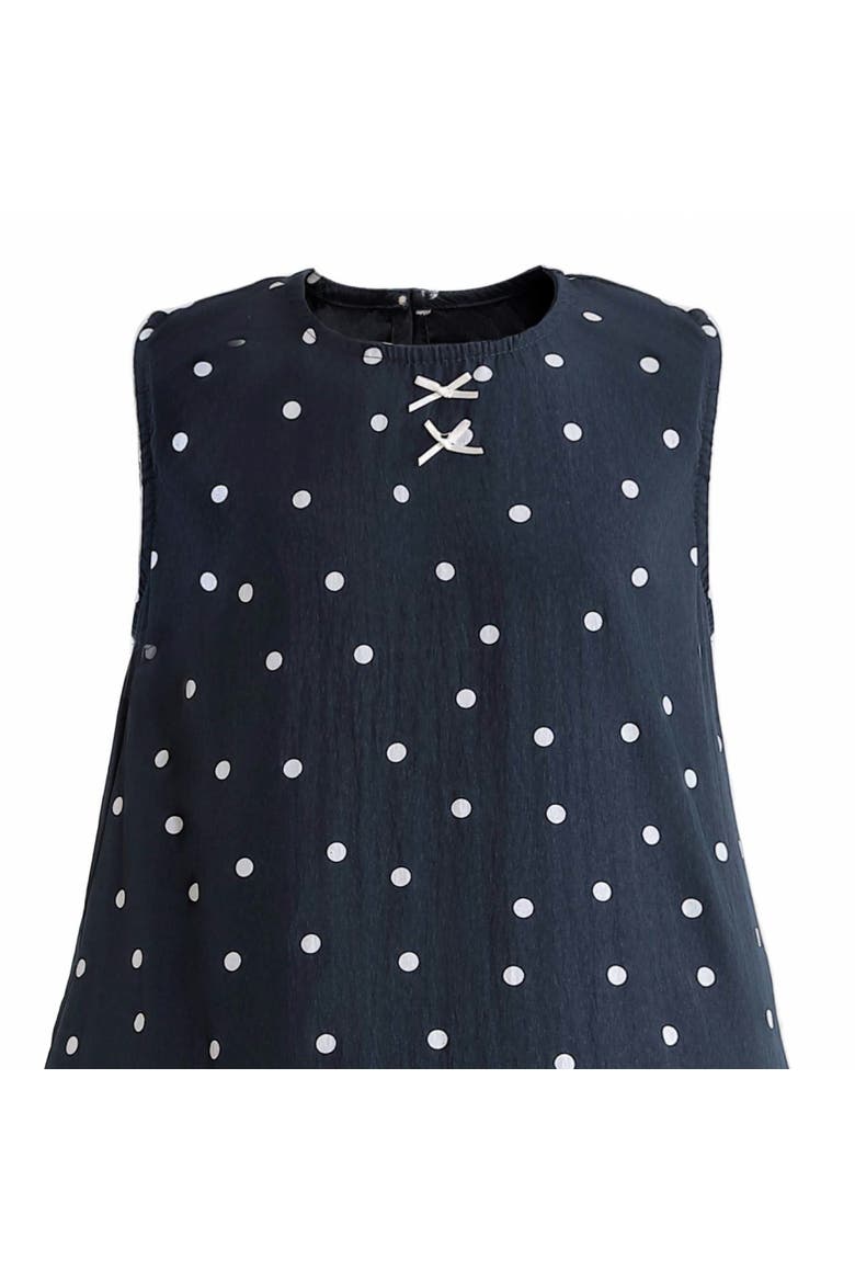 Polka Dot Bow Dress, Alternate, color, Navy