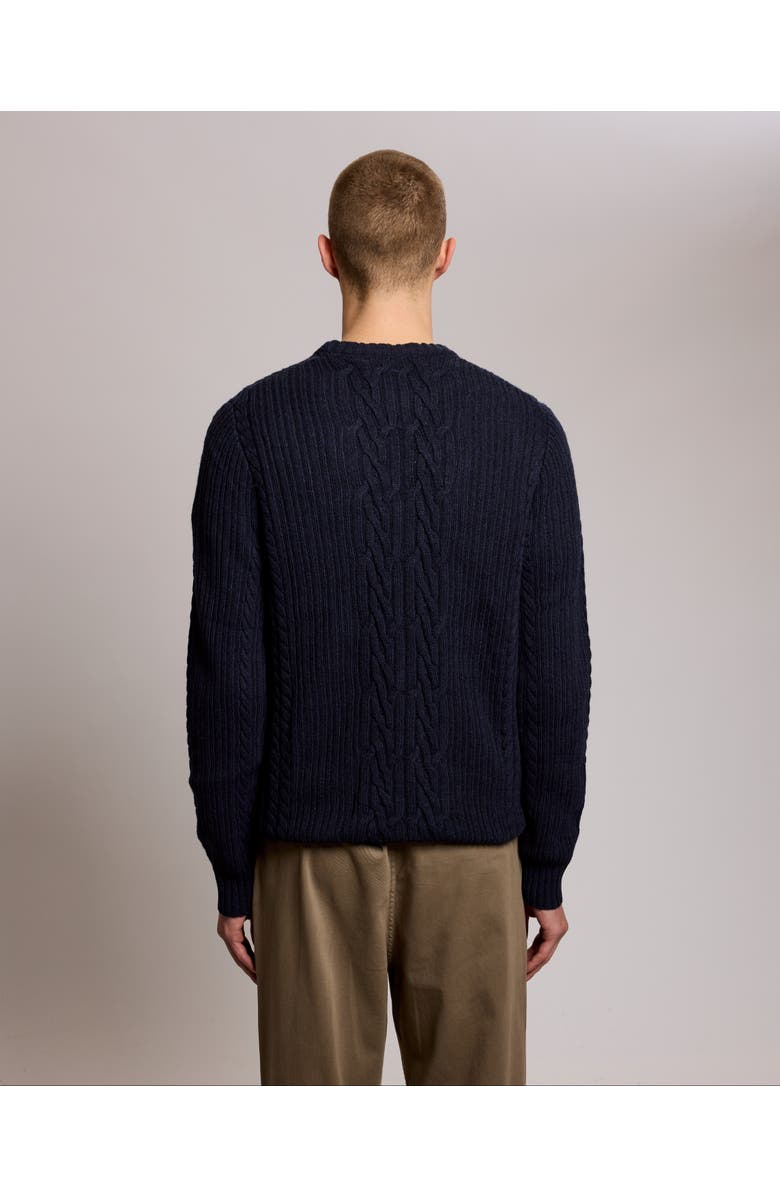 Lyle & Scott Ribbed Cable Knit Long Sleeve Sweater, Alternate, color, Dark Navy Marl