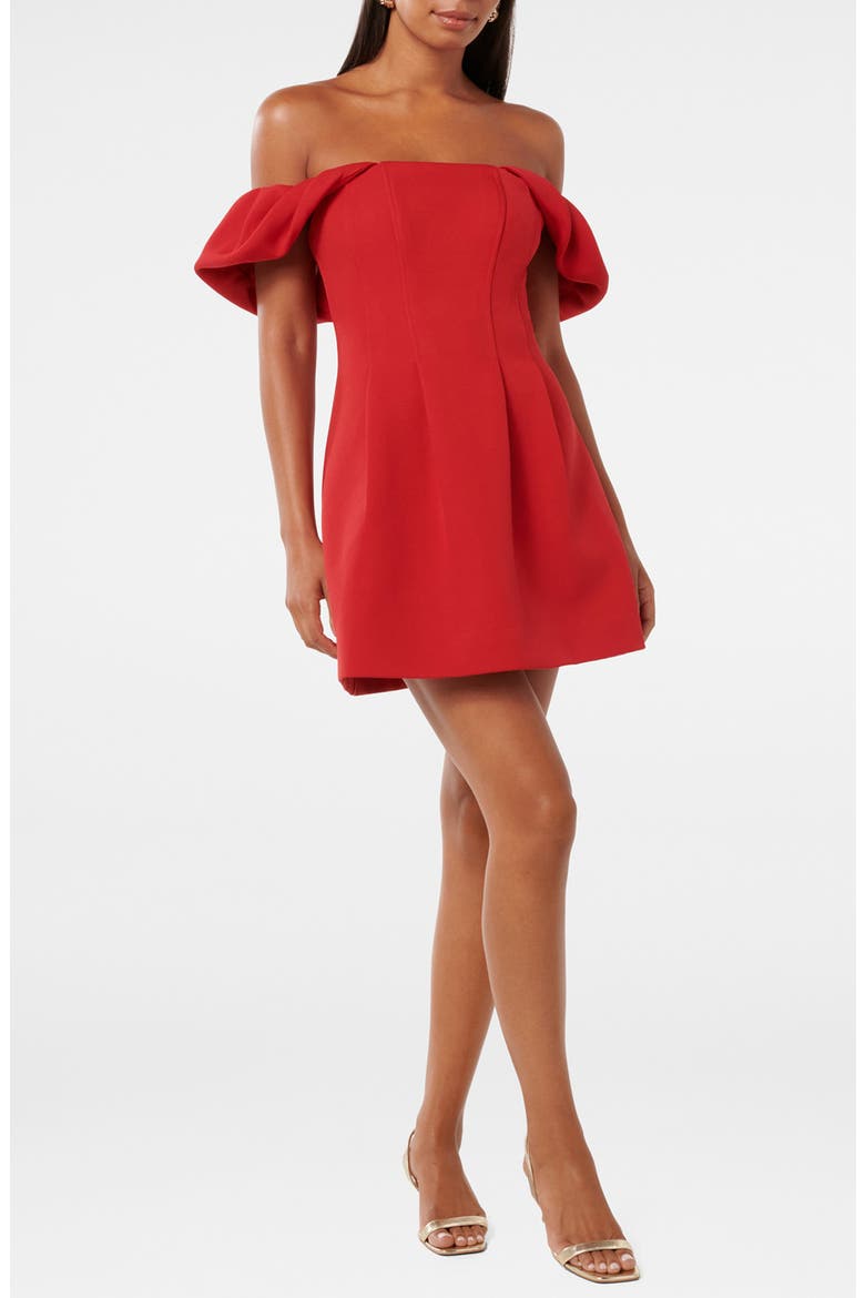 Jacquie Off the Shoulder Minidress, Main, color, BARBADOS CHERRY