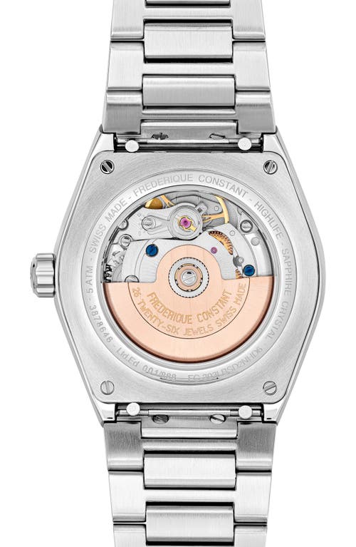 Frederique Constant Highlife Diamond Automatic Bracelet Watch, 34mm In Silverone