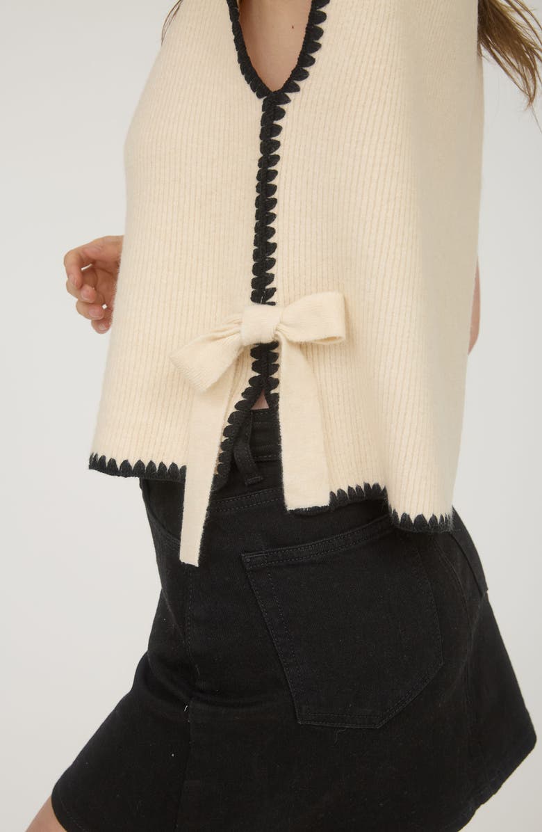 Blu Pepper Side Bow Cap Sleeve Sweater, Alternate, color, Oatmeal