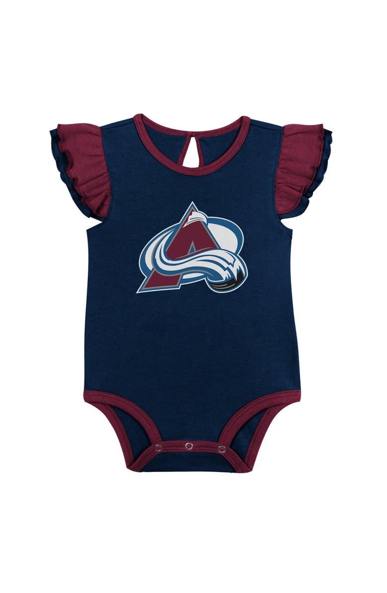 Outerstuff Girls Infant Burgundy/Navy Colorado Avalanche Two-Pack Training Bodysuit Set, Alternate, color, 