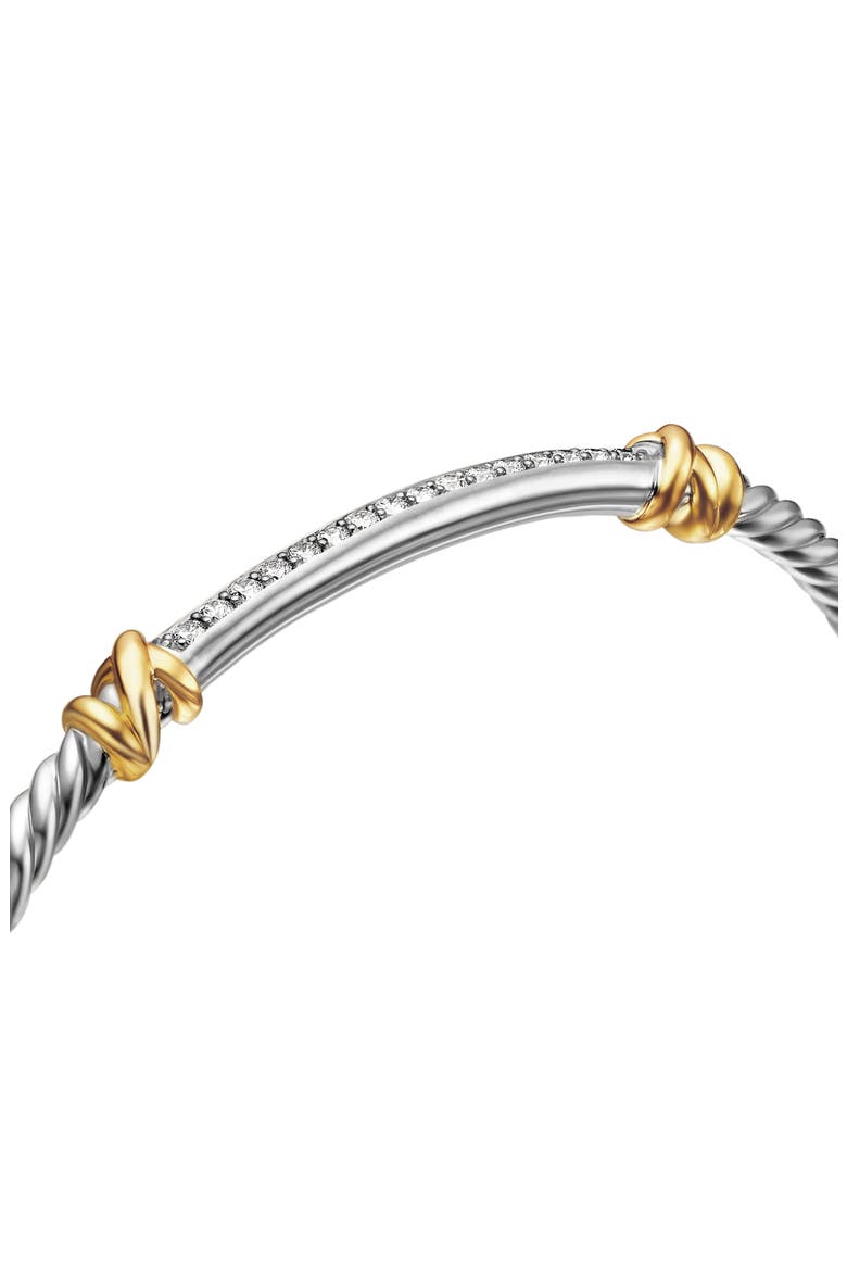 Helena Two Station Diamond Cable Cuff Bracelet, 3mm, Alternate, color, YELLOW GOLD/ SILVER