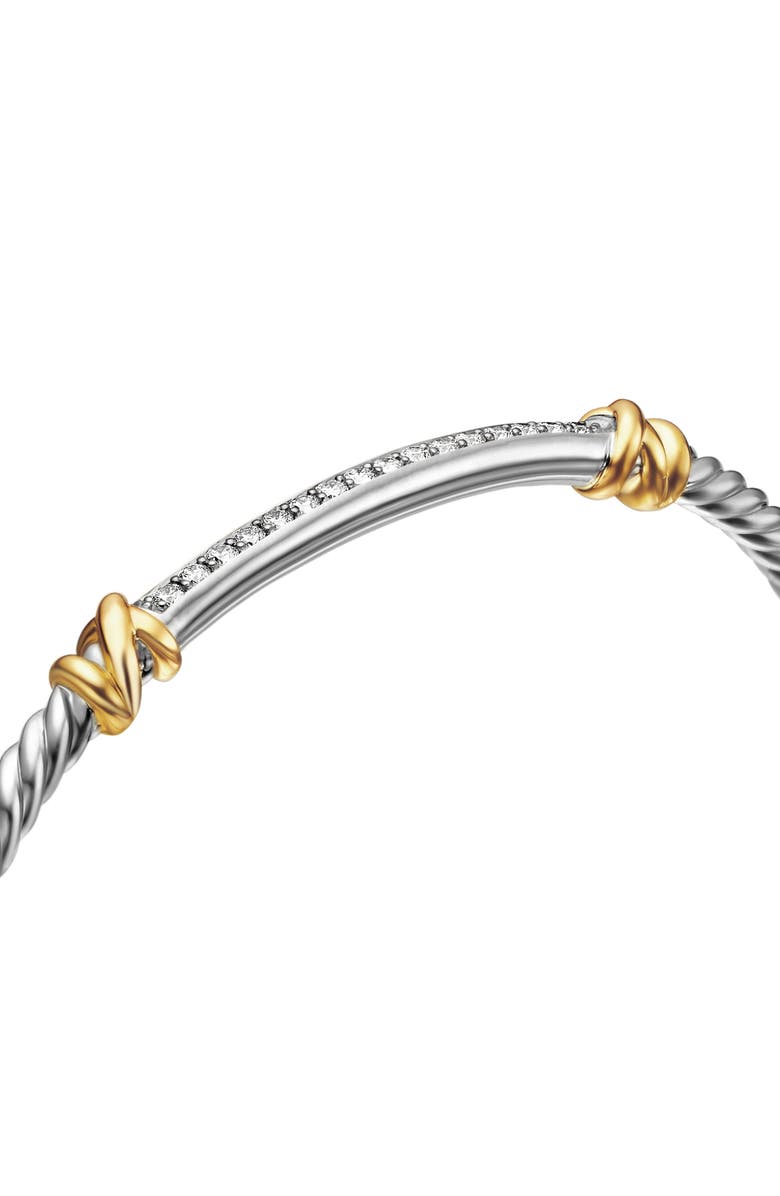 David Yurman Helena Two Station Diamond Cable Cuff Bracelet, 3mm, Alternate, color, Yellow Gold/ Silver