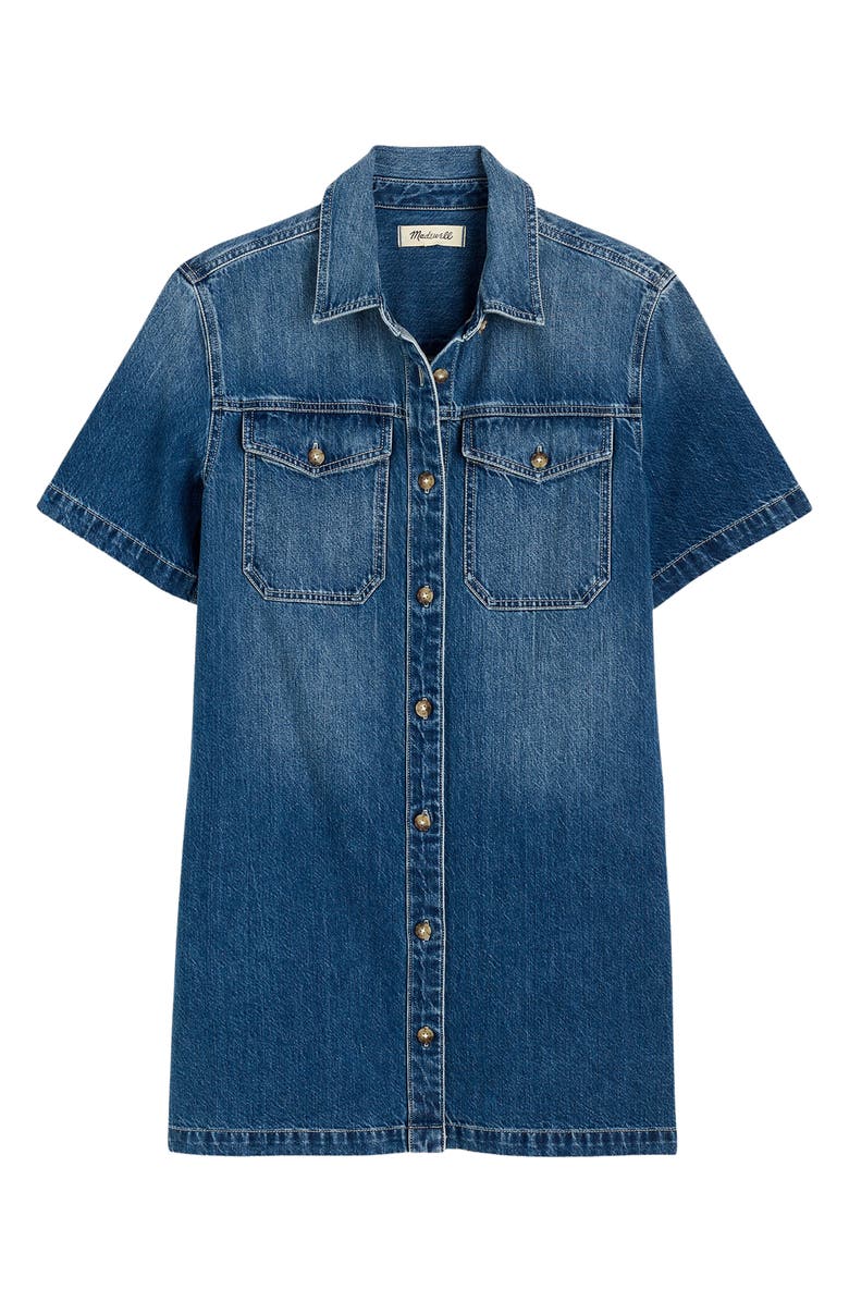 Madewell Boxy Short Sleeve Denim Shirtdress, Alternate, color, Demarco Wash