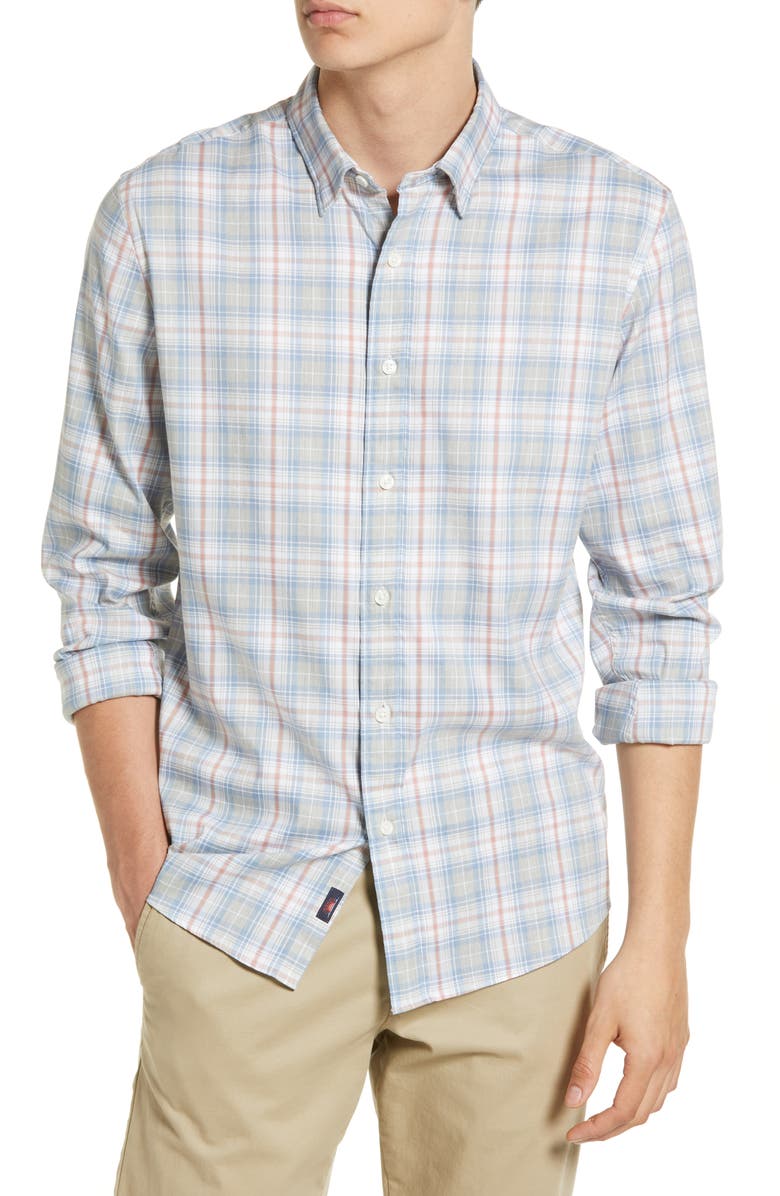 Faherty The Movement Plaid Button-Up Shirt, Main, color, 