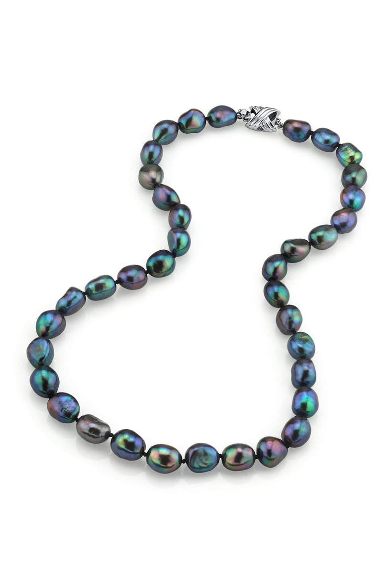 9-10mm Black Freshwater Baroque Pearl Necklace, Main, color, Black Pearls