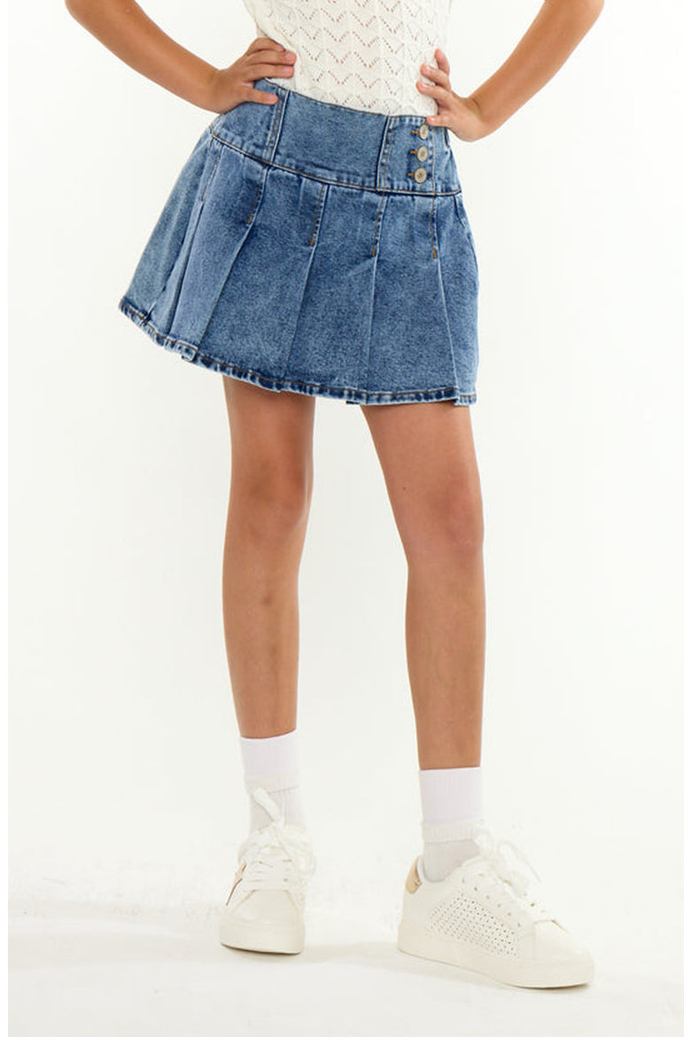 Kelly Pleated Skort, Main, color, Dark Wash