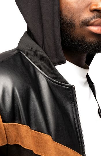 Hooded Faux Leather Jacket