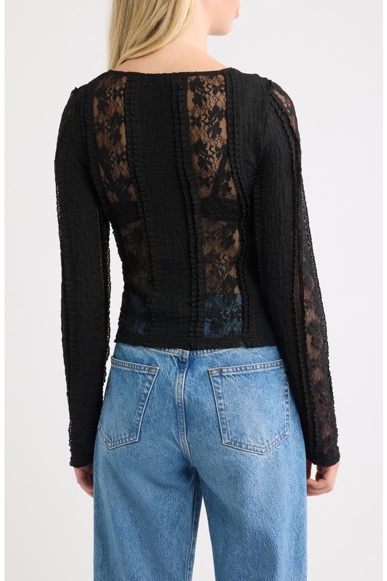 Lace Asymmetric Hem Top, Alternate, color, BLACK