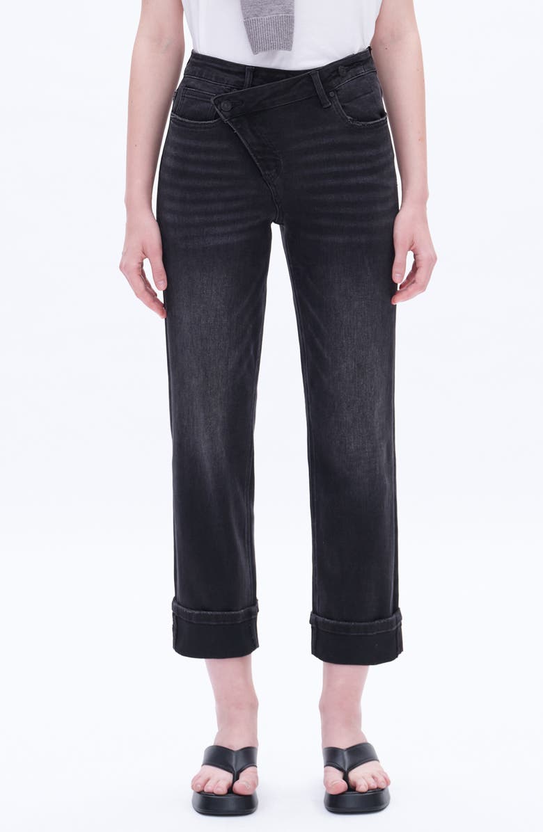 Bayeas High Waist Cuffed Straight Leg Mom Jeans, Main, color, 