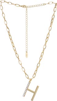 Ettika Imitation Pearl Initial Pendant Necklace