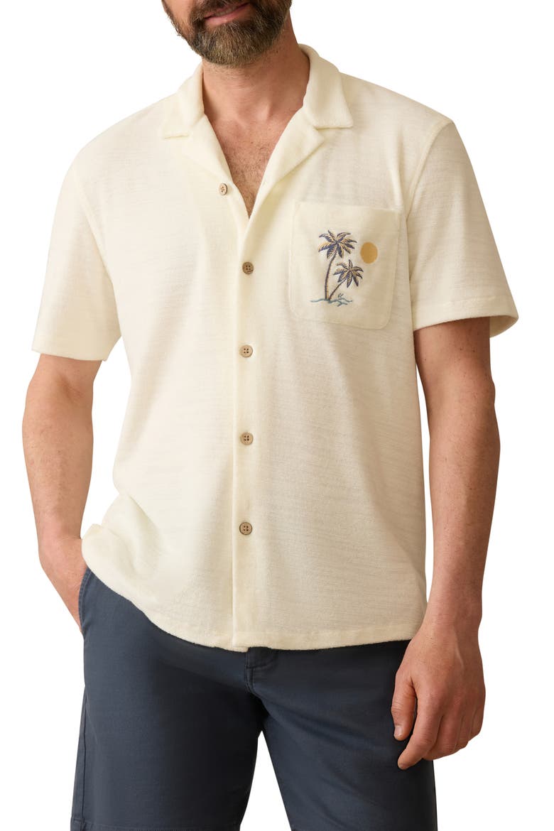 Cabana Terry Cloth Camp Shirt, Main, color, SOUTH SAND BEACH