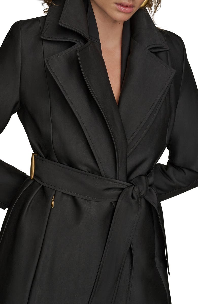 Donna Karan New York Double Collar Cotton Blend Trench Coat, Alternate, color, Black