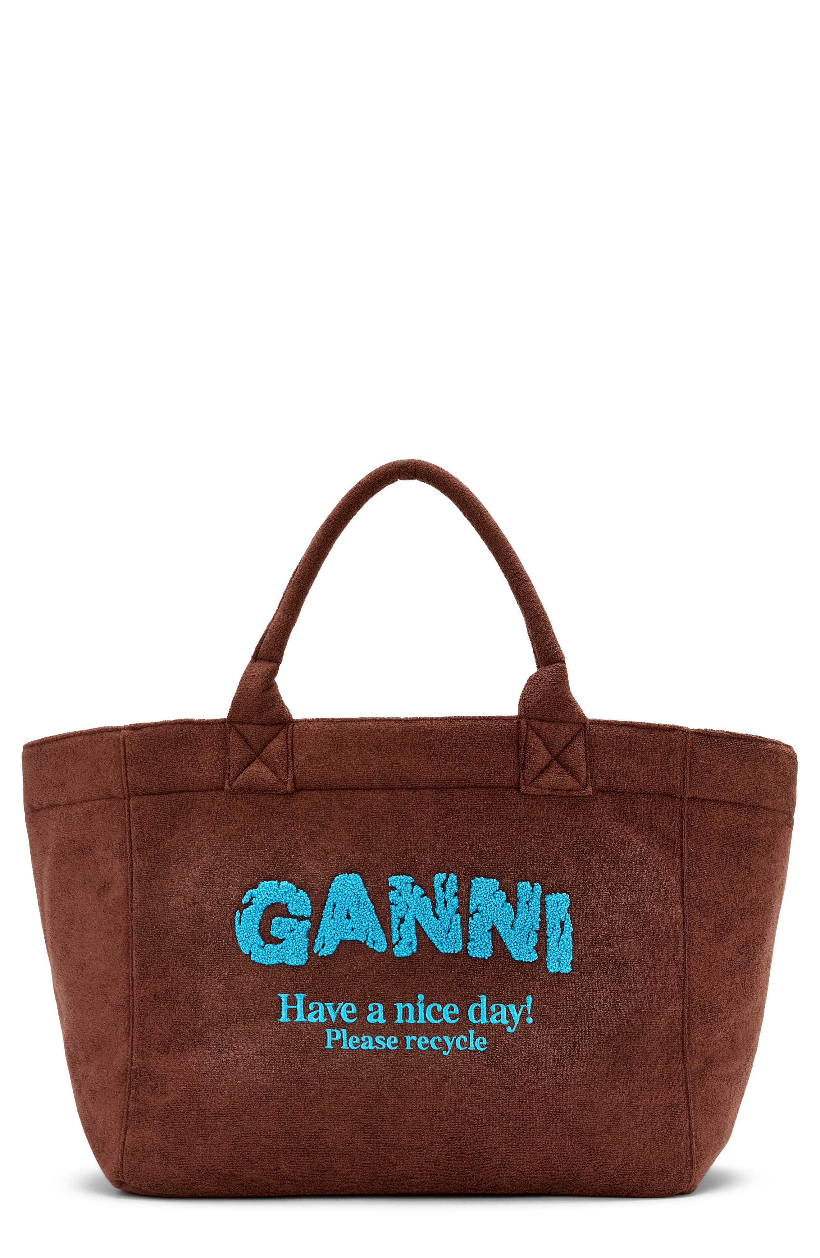 Ganni XXL Beach Resort Shopper, Main, color, Chicory Coffee
