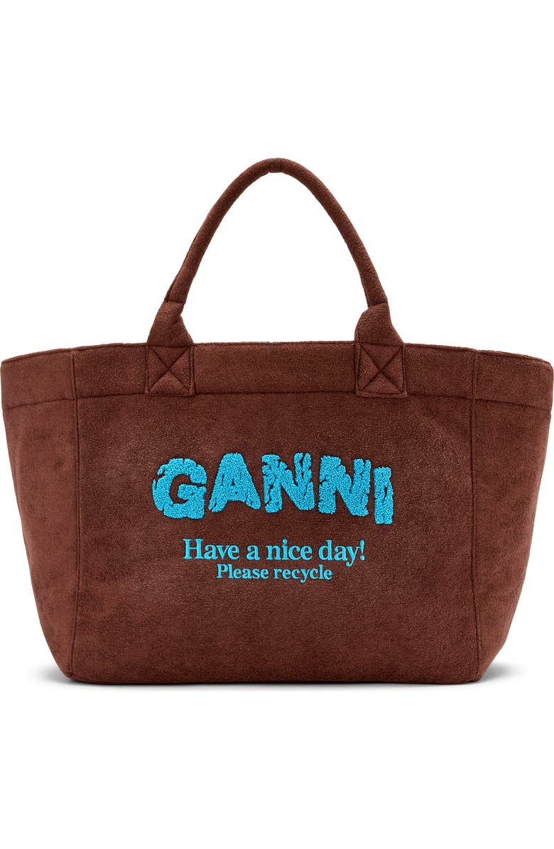 Ganni XXL Beach Resort Shopper, Main, color, Chicory Coffee