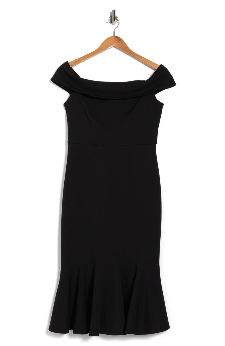 Marina Off-the-Shoulder Scuba Crepe Dress, Alternate, color,