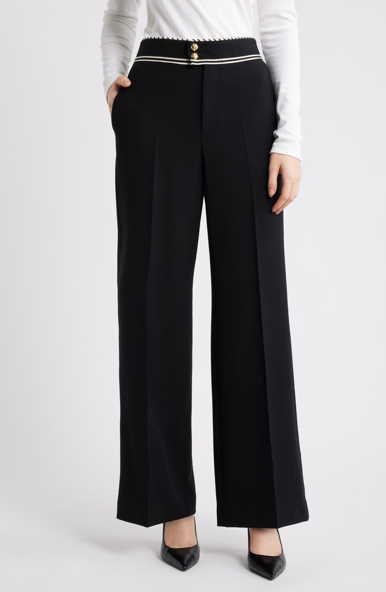 FRAME Prim Contrast Piping Pants, Main, color, Black