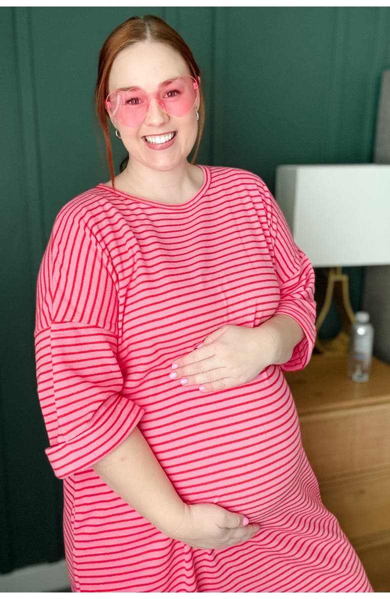 PinkBlush Striped Terry Maxi Dress, Alternate, color, Fuschia