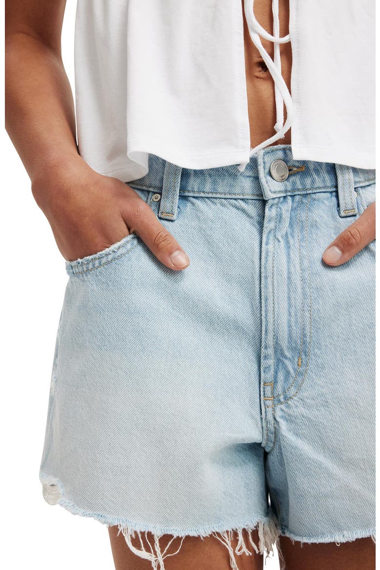 Women's Original Denim Short, Alternate, color, Sunlight Blue Rip