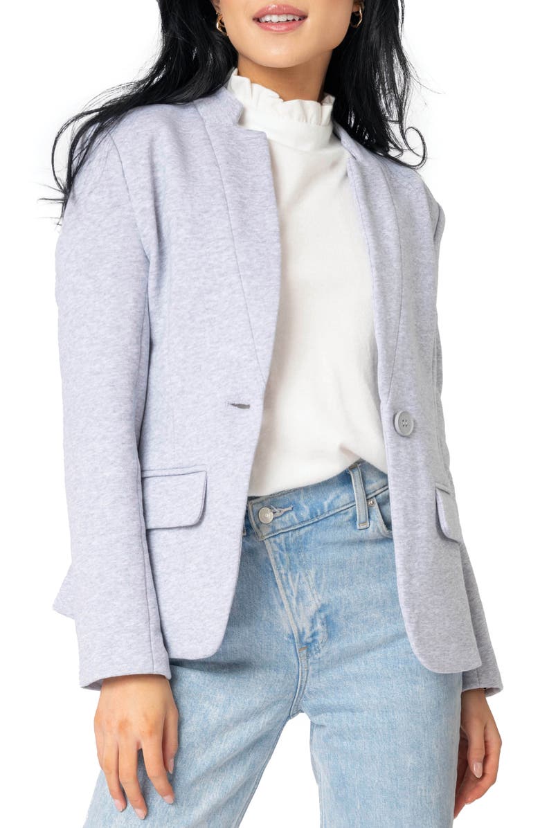 GIBSONLOOK Inverted Notch Collar Cotton Blend Knit Blazer, Main, color,