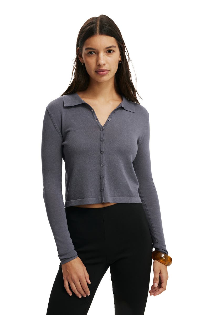 Cotton On Women's Knit Button Polo Long Sleeve, Main, color, 