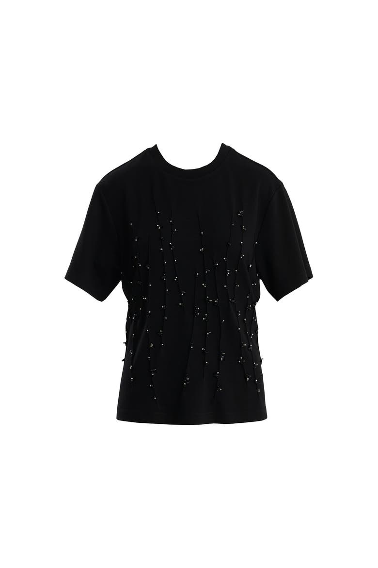 Black Embroidered Detail T-Shirt, Main, color, Black