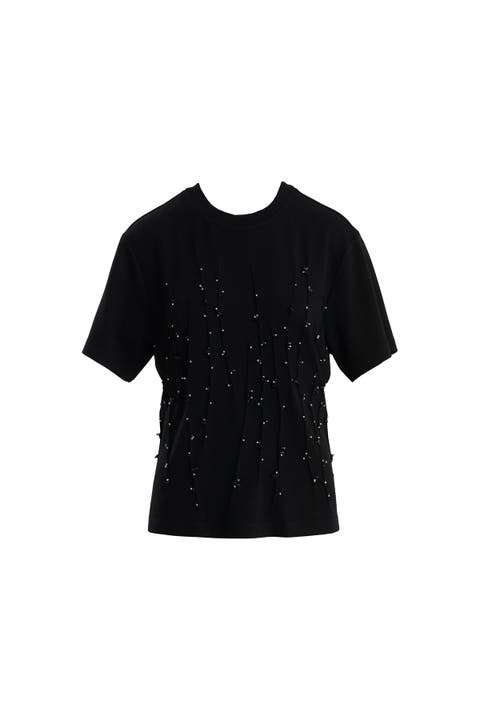 Black Embroidered Detail T-Shirt